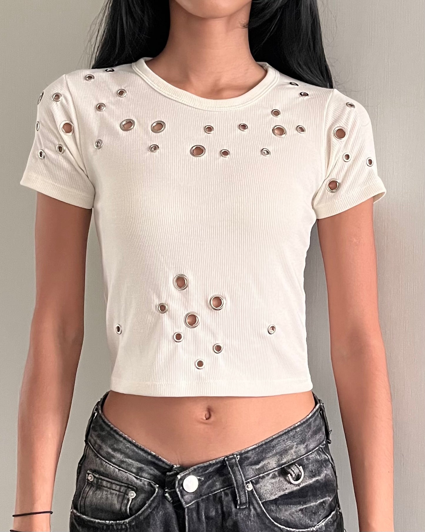Eyelet Rib Top 001