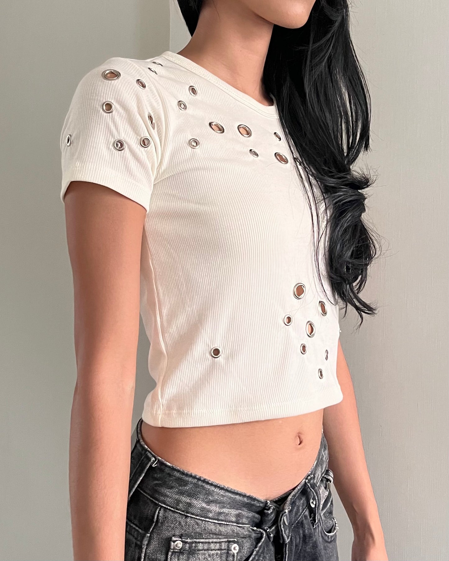 Eyelet Rib Top 001
