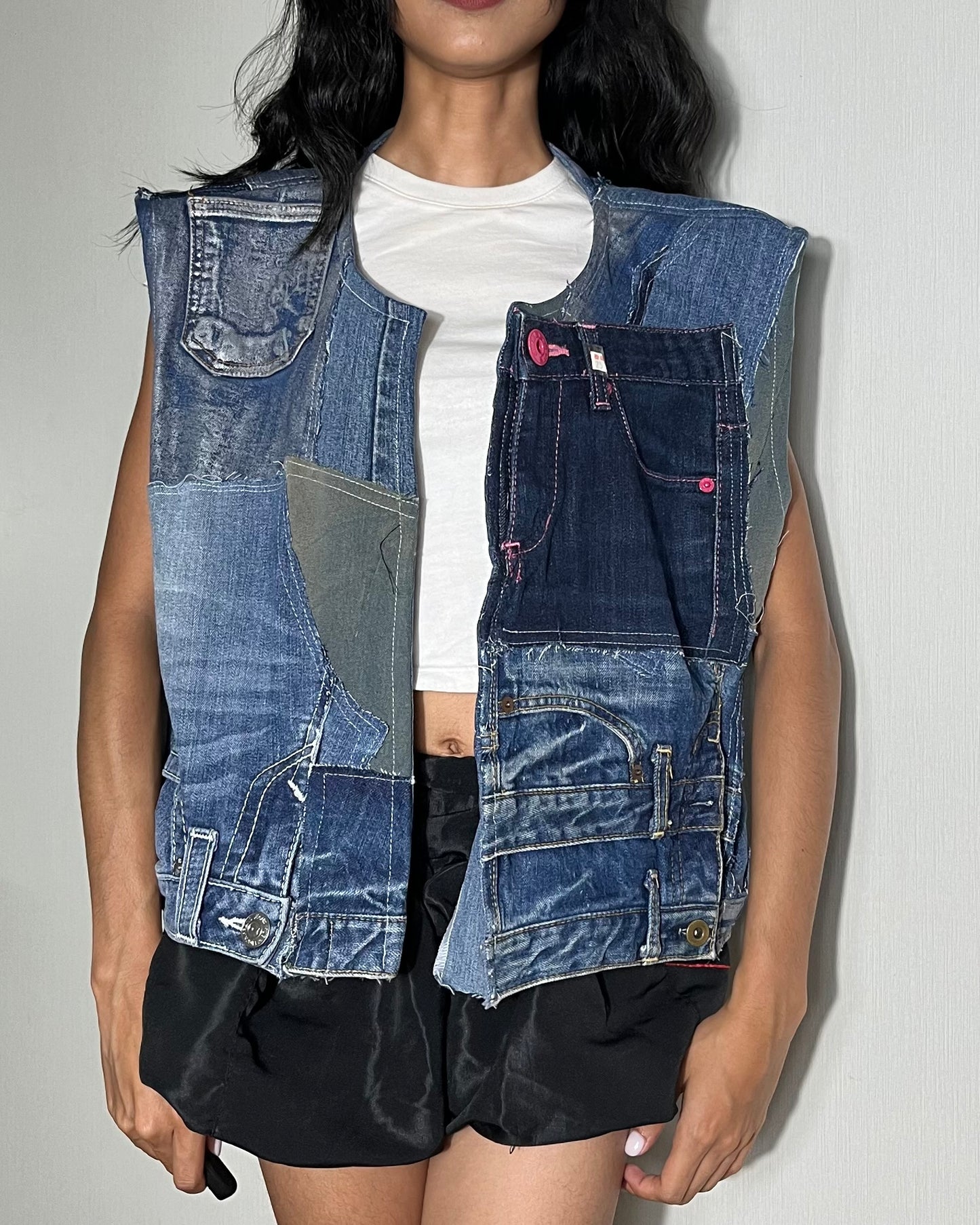 Denim Patchwork Vest 003