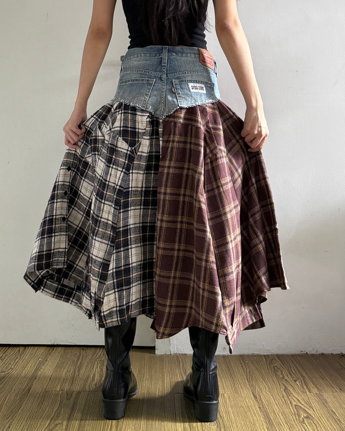 Flannel Maxi Skirt 062