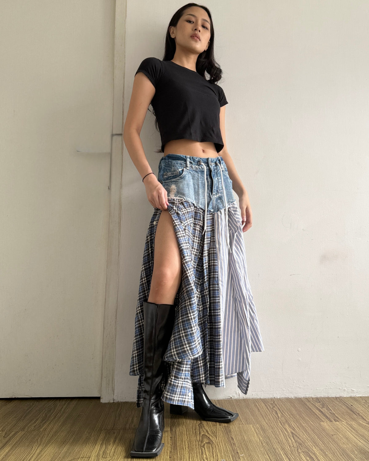 Flannel Maxi Skirt 077