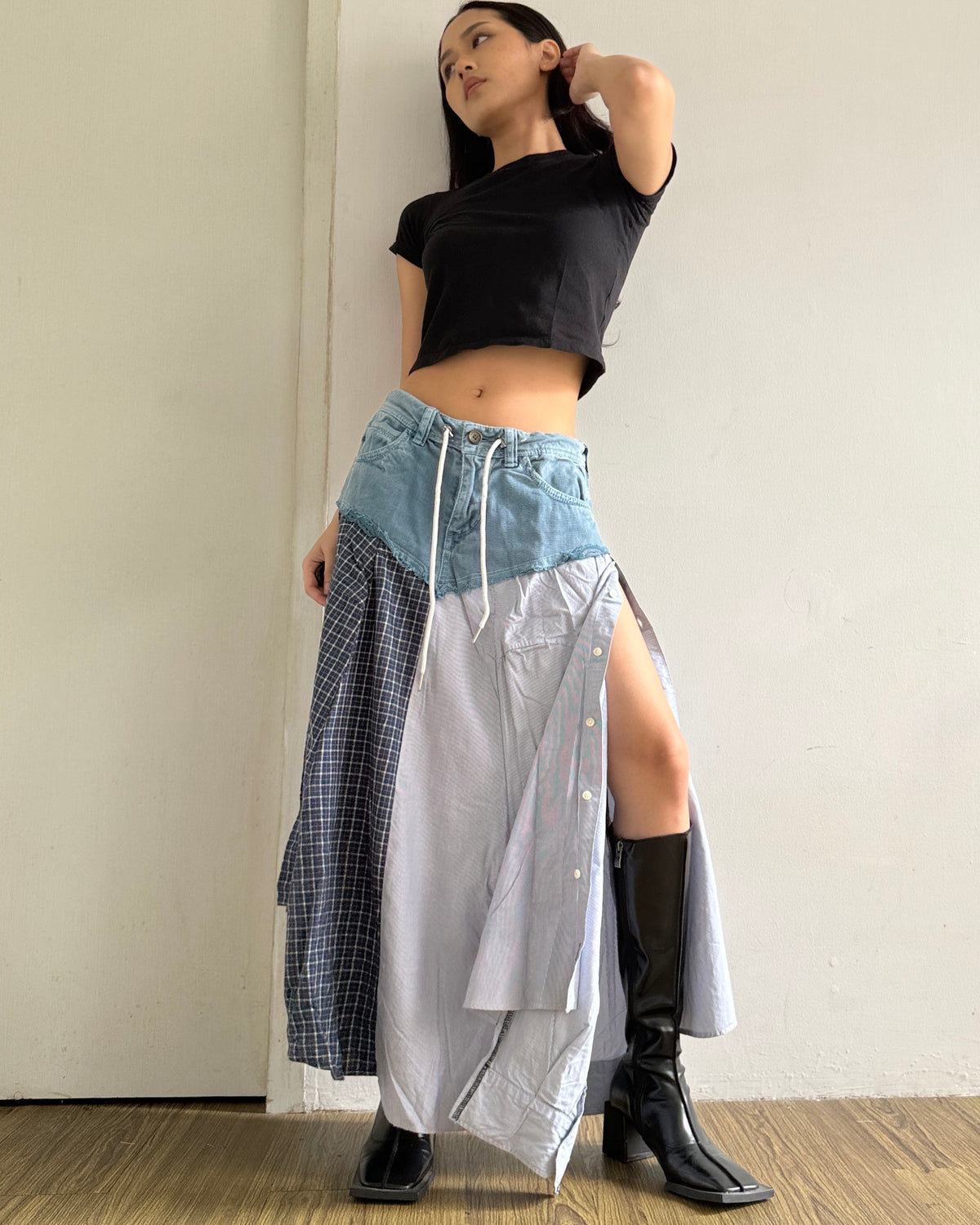 Flannel Maxi Skirt 071