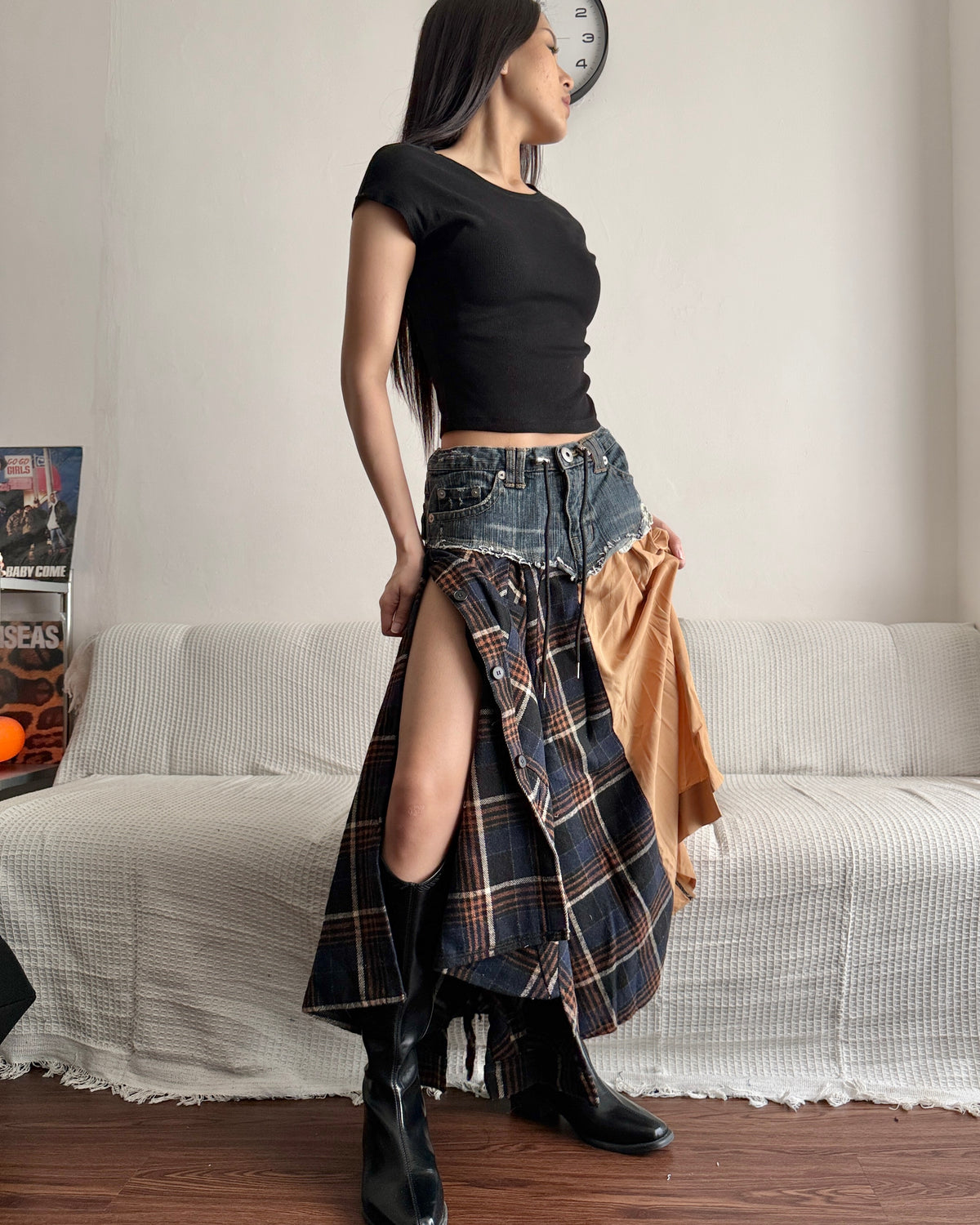 Flannel Maxi Skirt 085