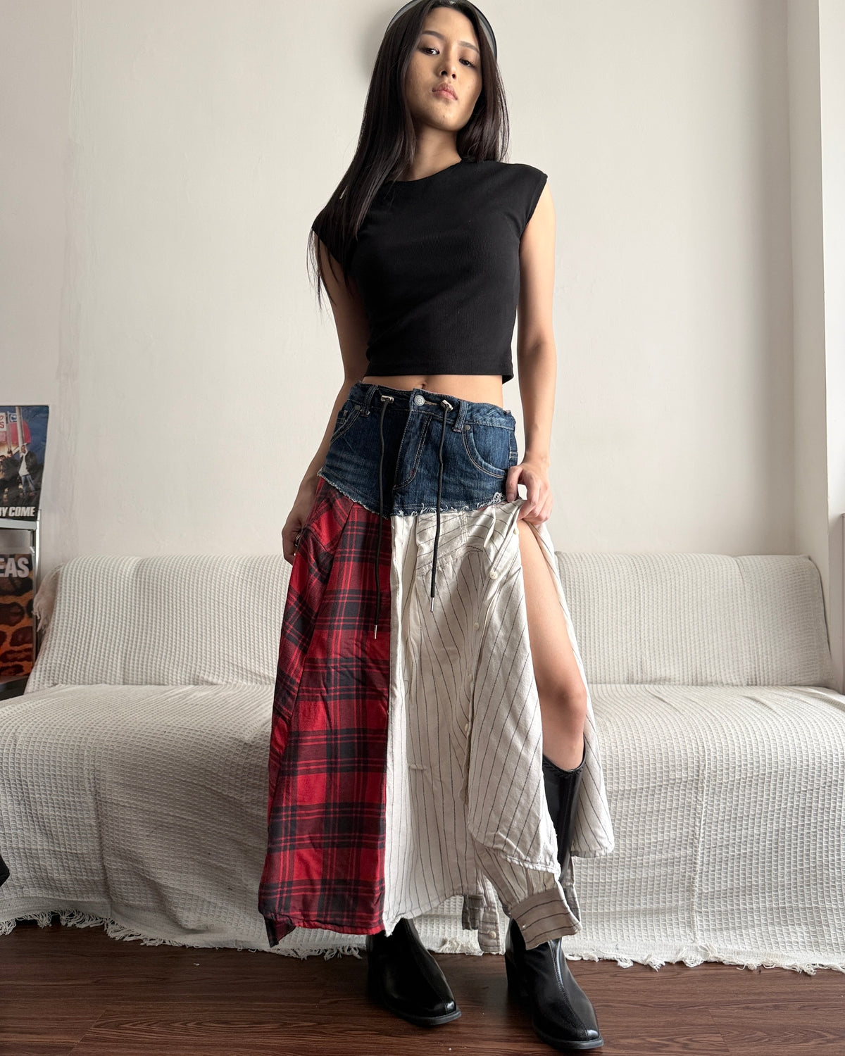 Flannel Maxi Skirt 082