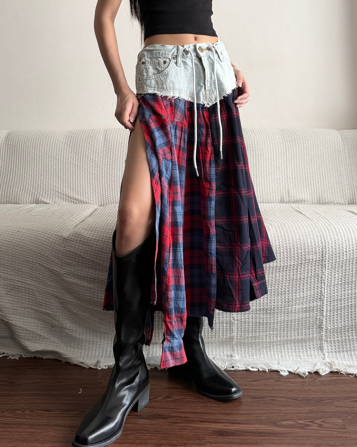 Flannel Maxi Skirt 081