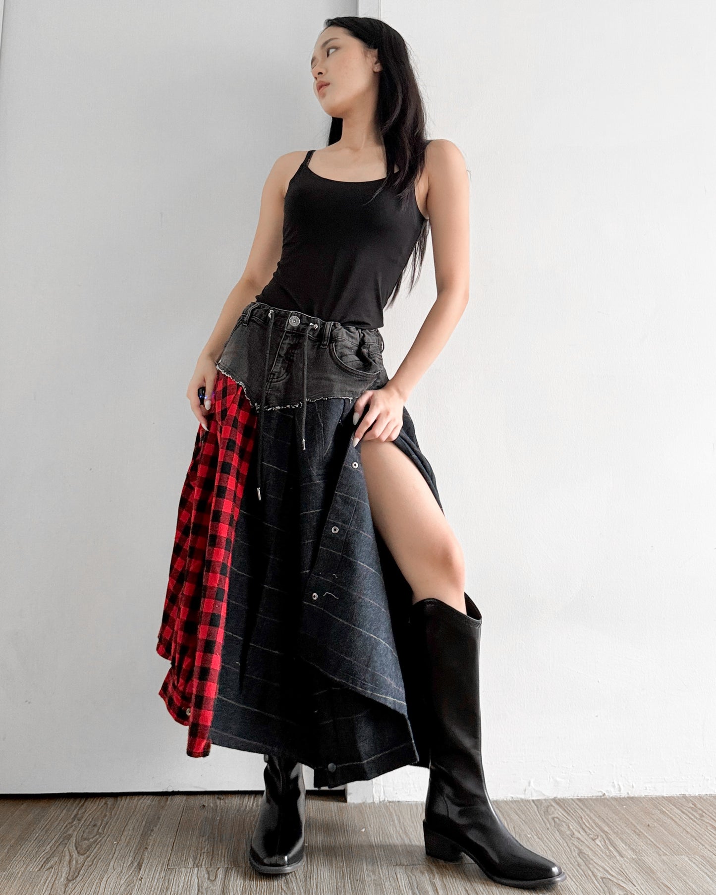 Flannel Maxi Skirt 009
