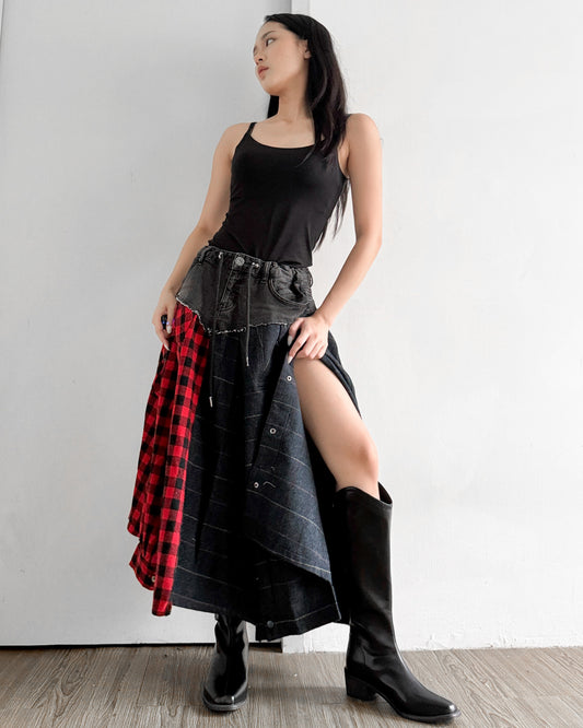 Flannel Maxi Skirt 009