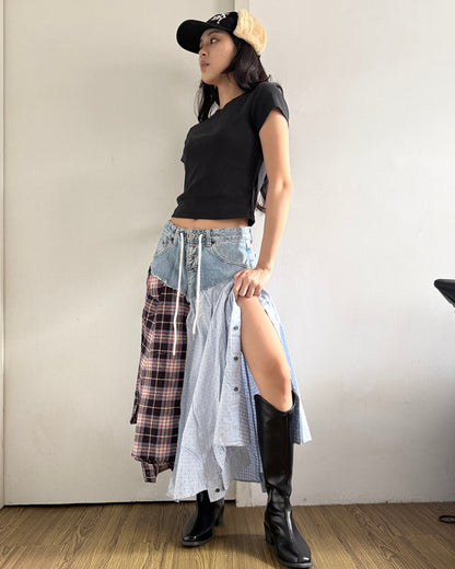 Flannel Maxi Skirt 039