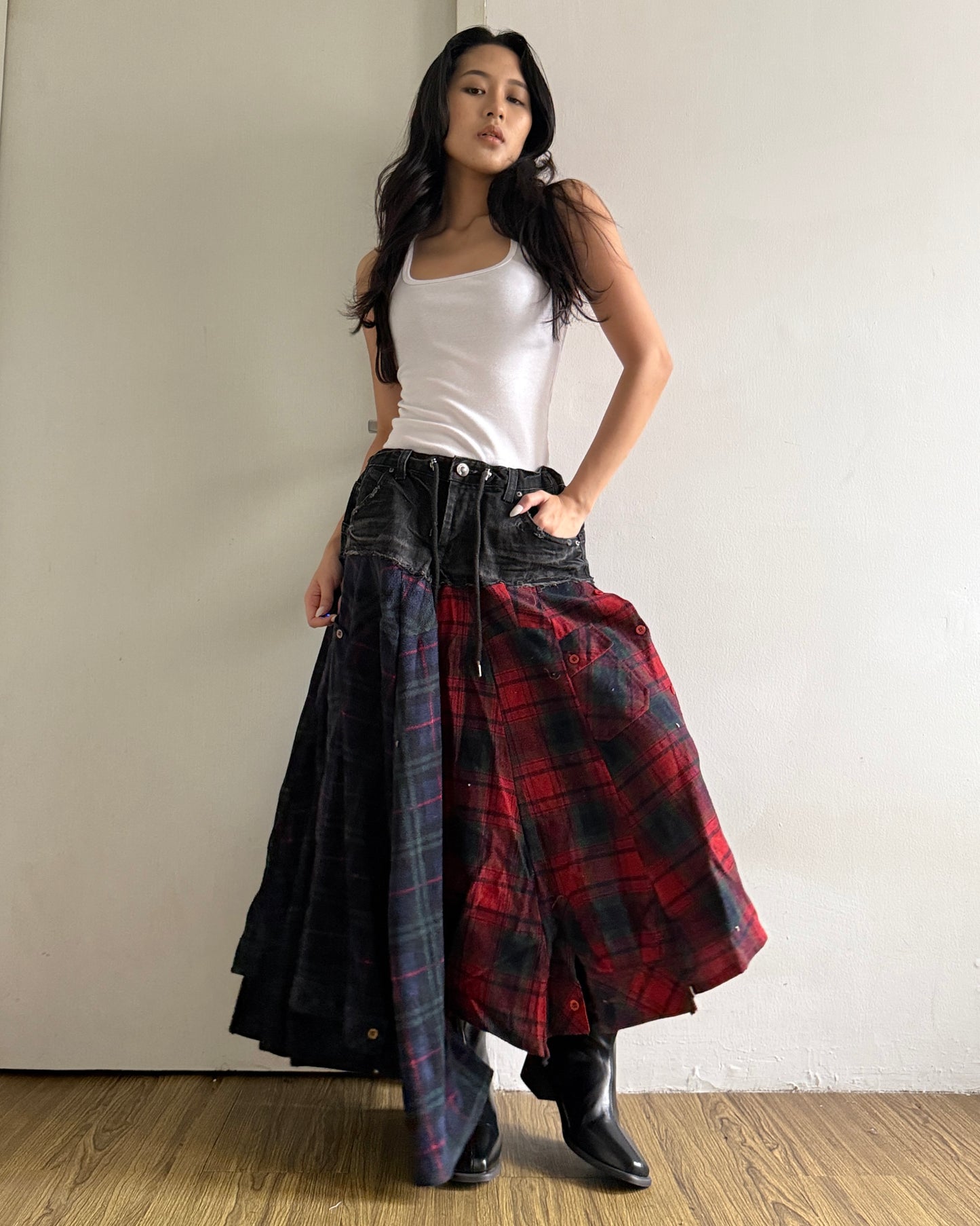 [BIG SIZE] Flannel Maxi Skirt 002