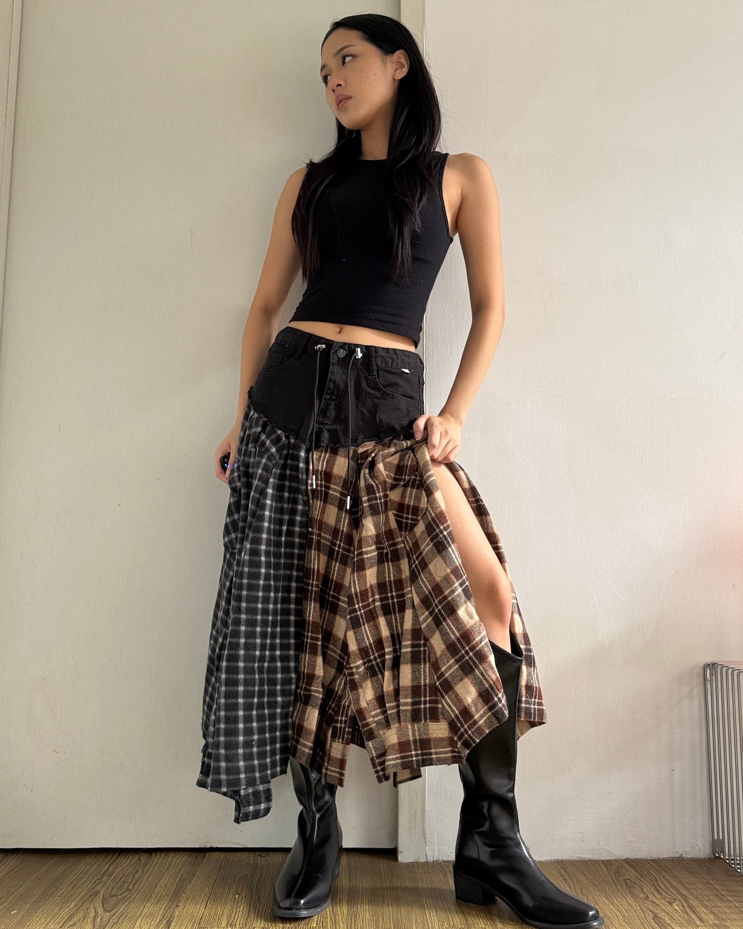 Flannel Maxi Skirt 018