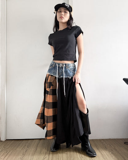 Flannel Maxi Skirt 038