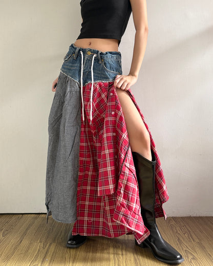 Flannel Maxi Skirt 044