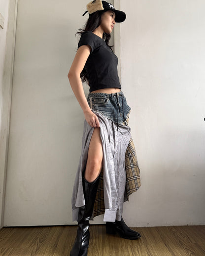 Flannel Maxi Skirt 037