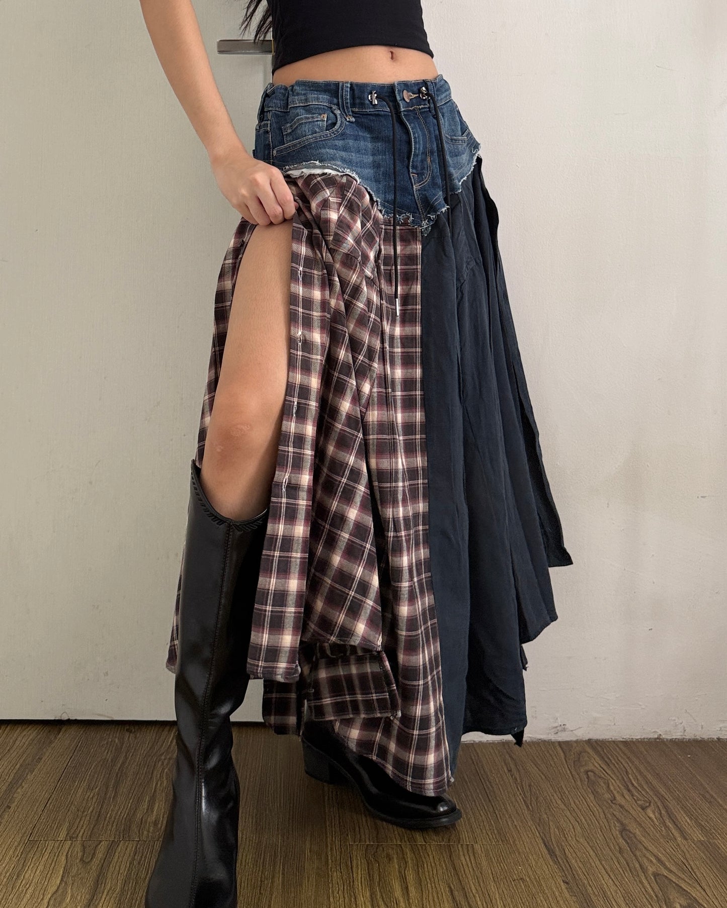Flannel Maxi Skirt 047