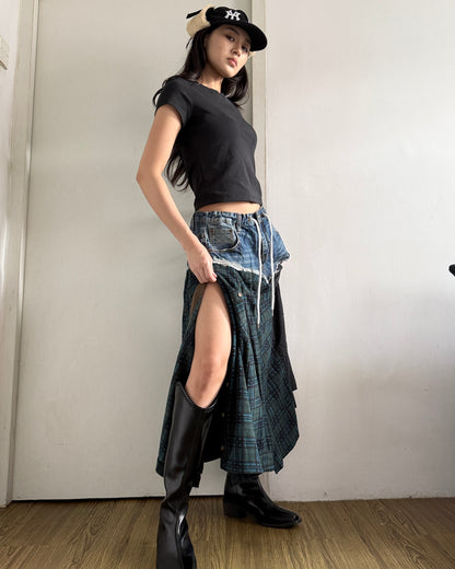 Flannel Maxi Skirt 034