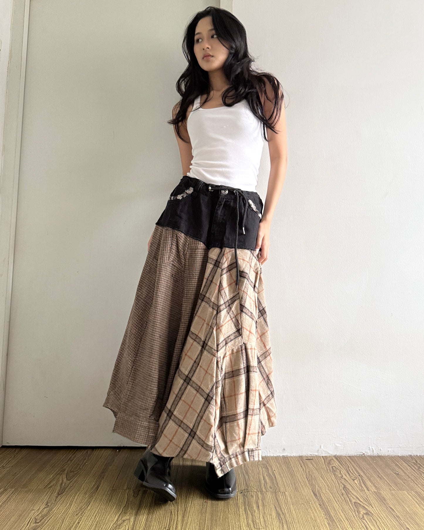 [BIG SIZE] Flannel Maxi Skirt 004