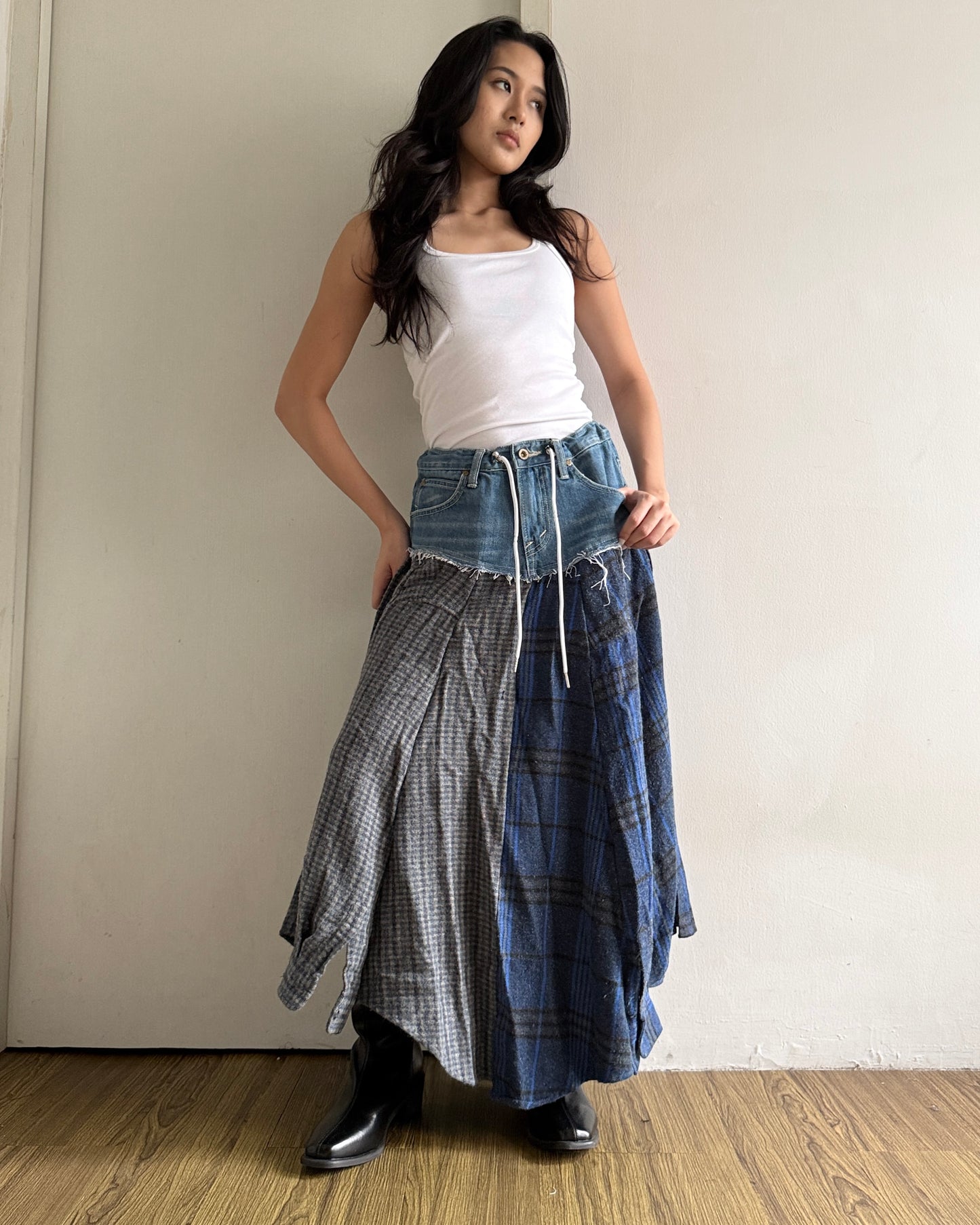Flannel Maxi Skirt 001