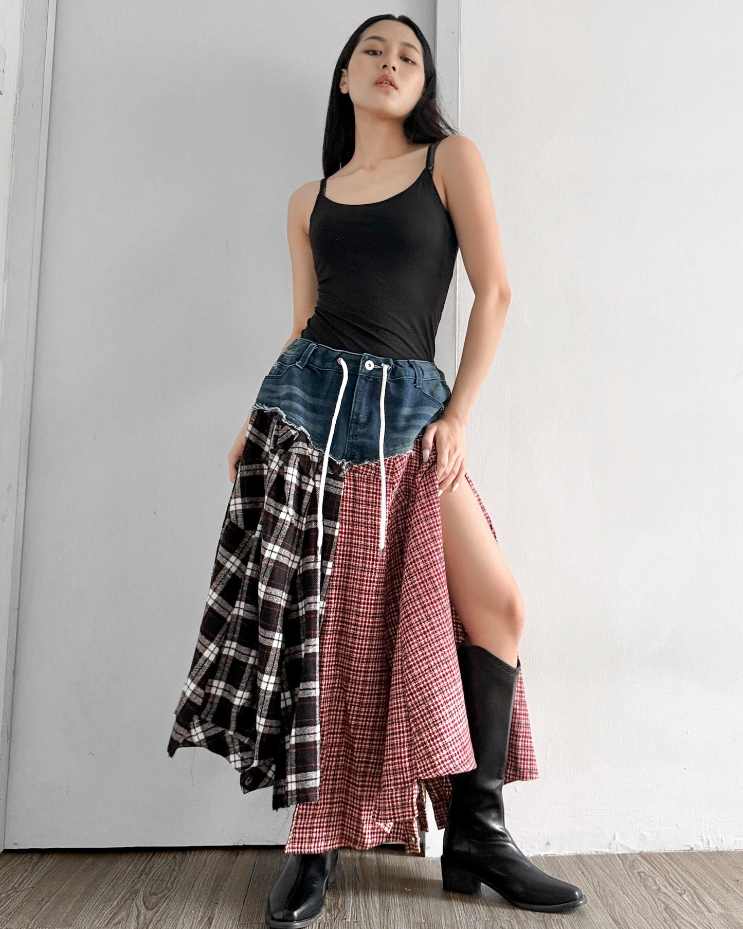 Flannel Maxi Skirt 008