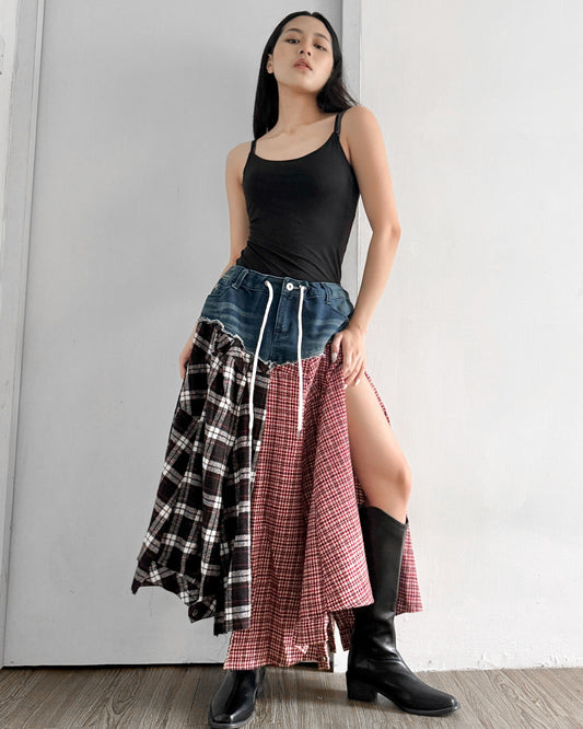 Flannel Maxi Skirt 008