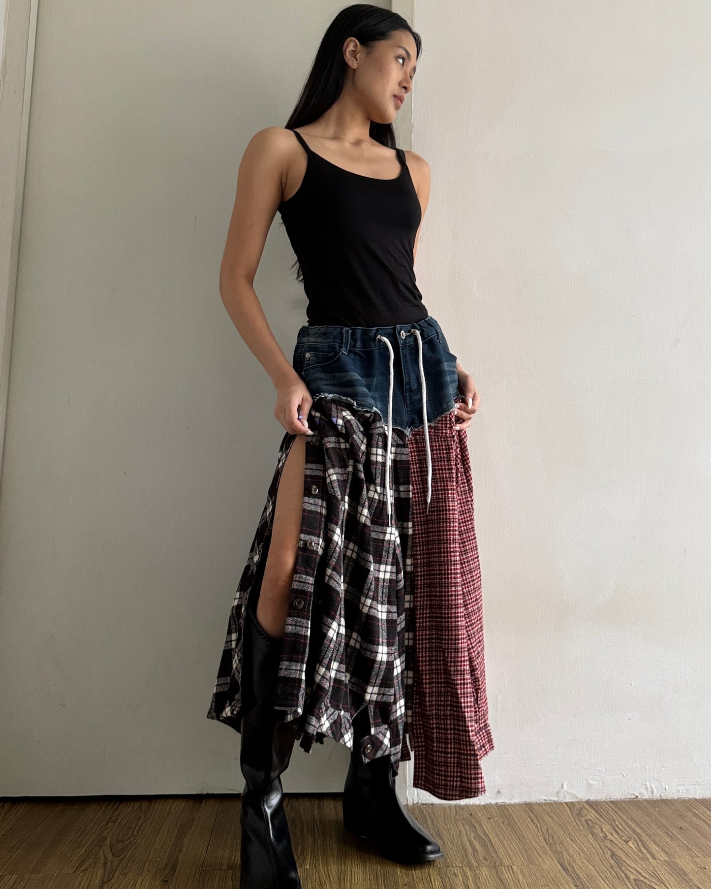 Flannel Maxi Skirt 008