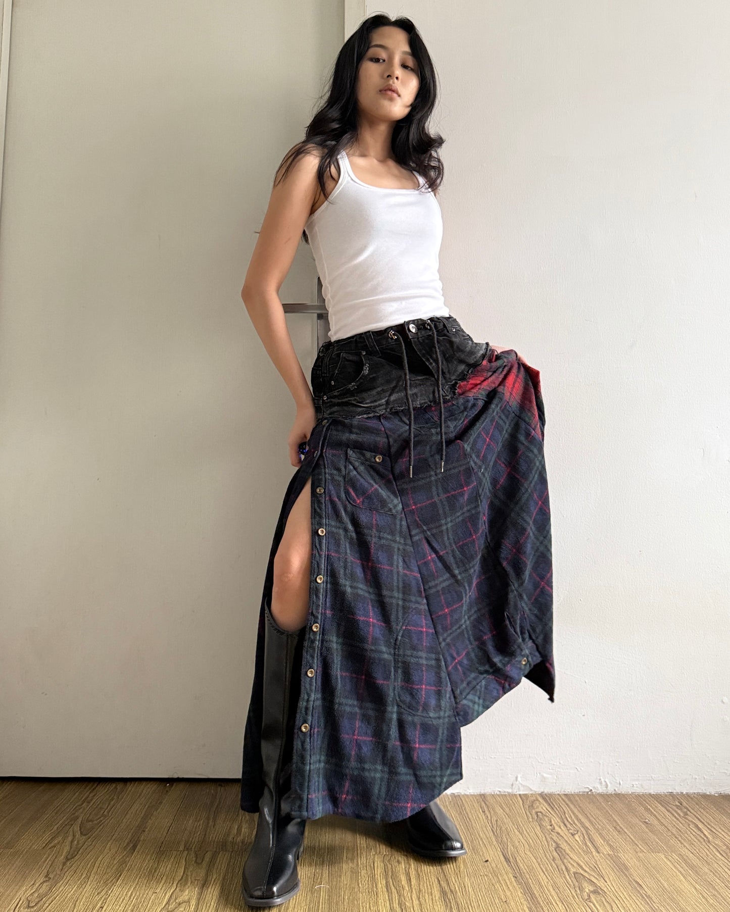 [BIG SIZE] Flannel Maxi Skirt 002