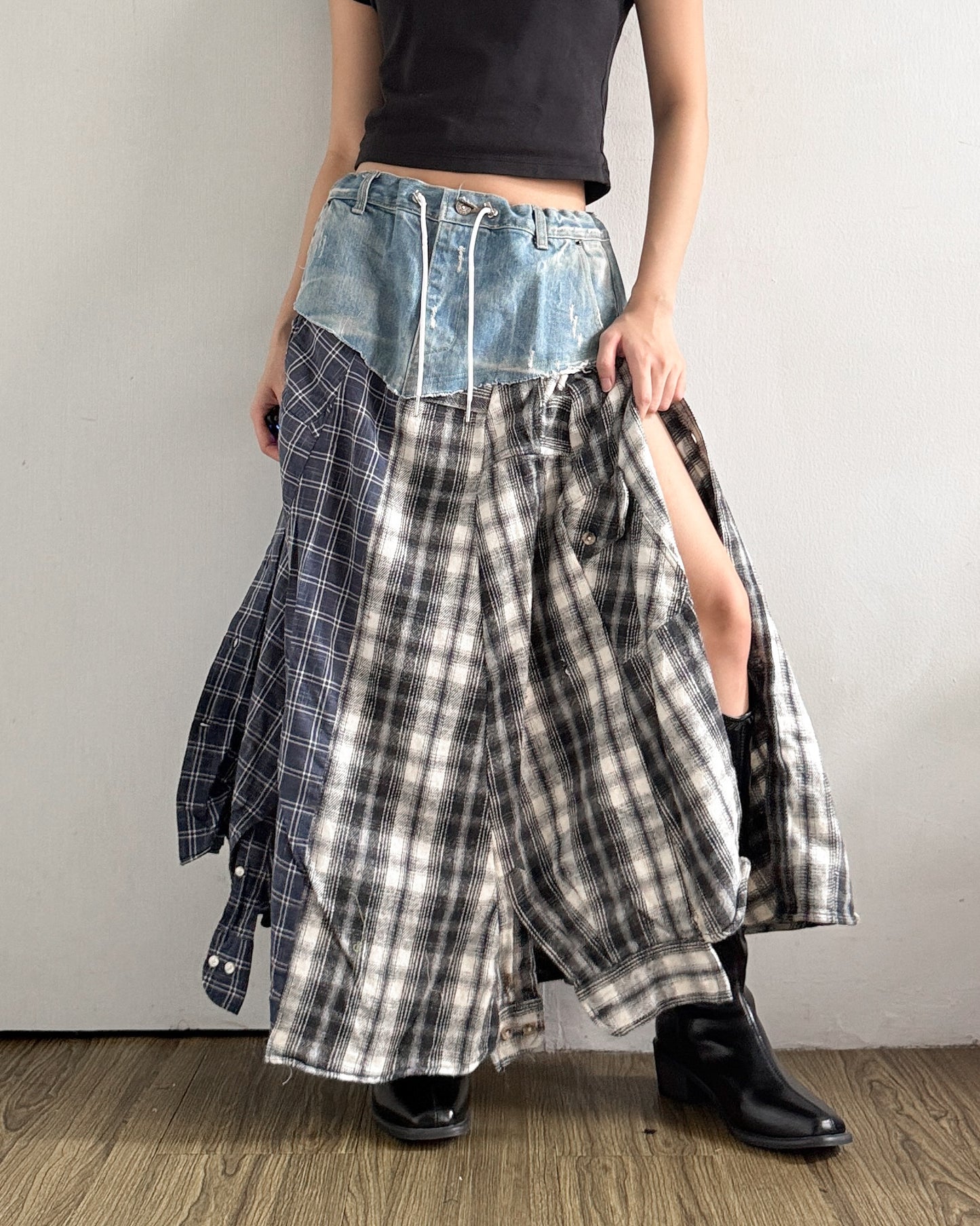 Flannel Maxi Skirt 027