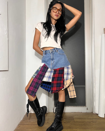 Denim Flannel Skirt 001