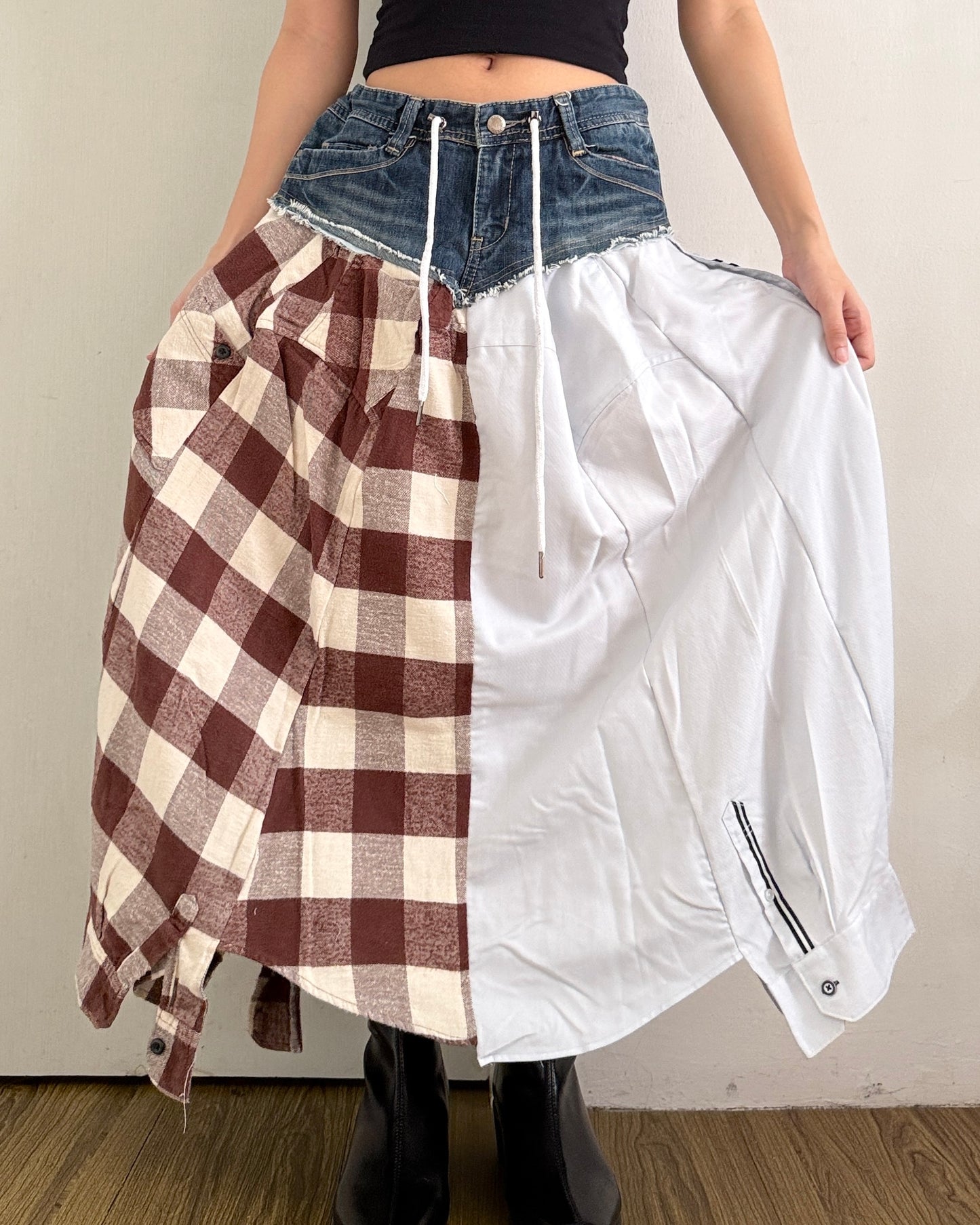 Flannel Maxi Skirt 049