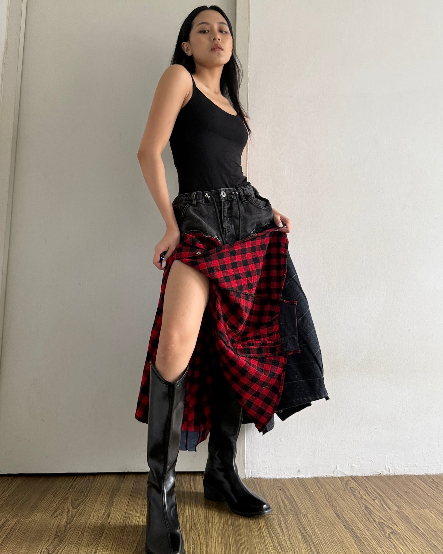 Flannel Maxi Skirt 009