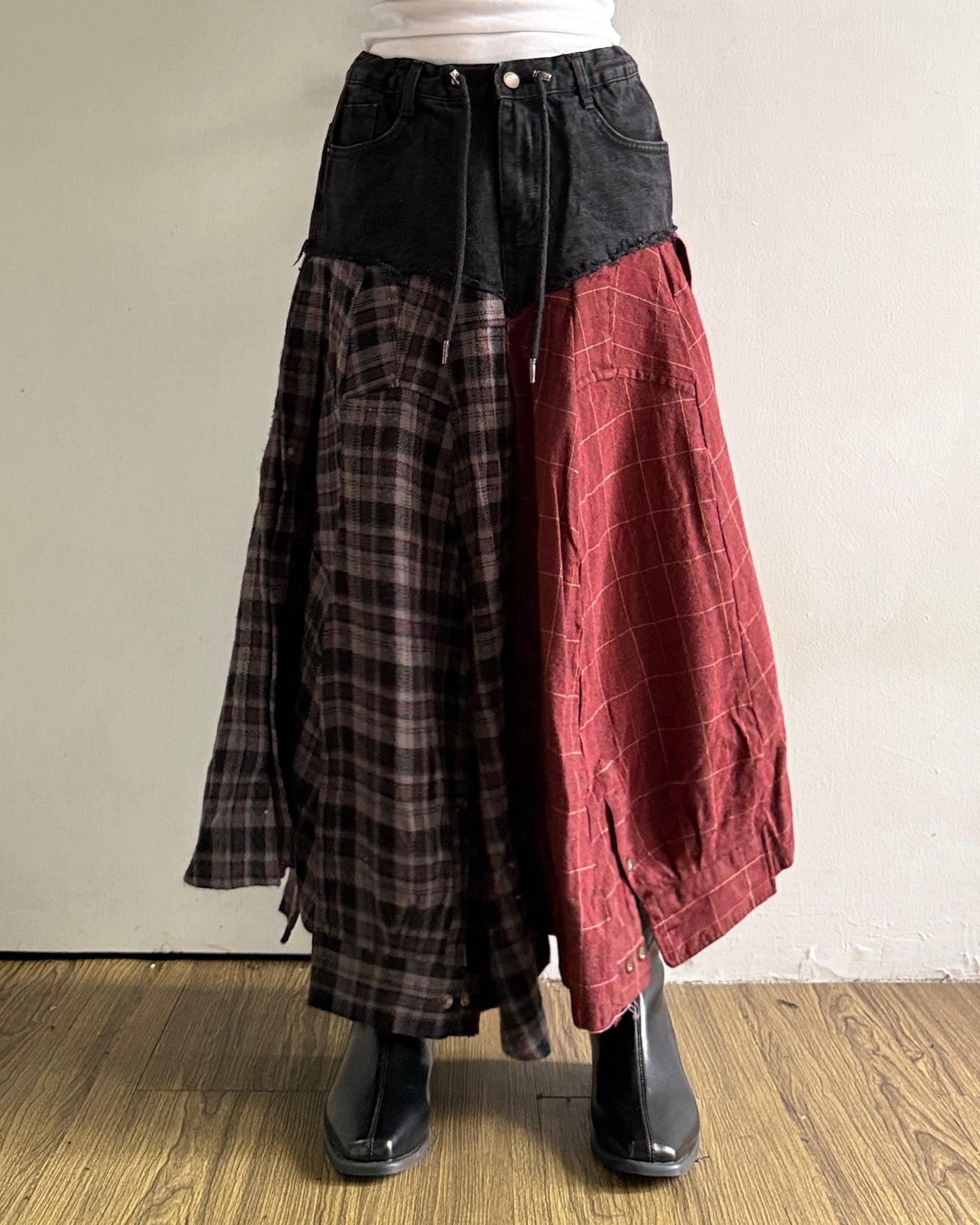 Flannel Maxi Skirt 005