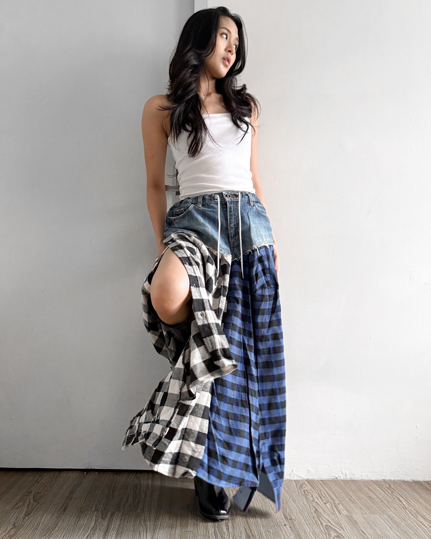 Flannel Maxi Skirt 003