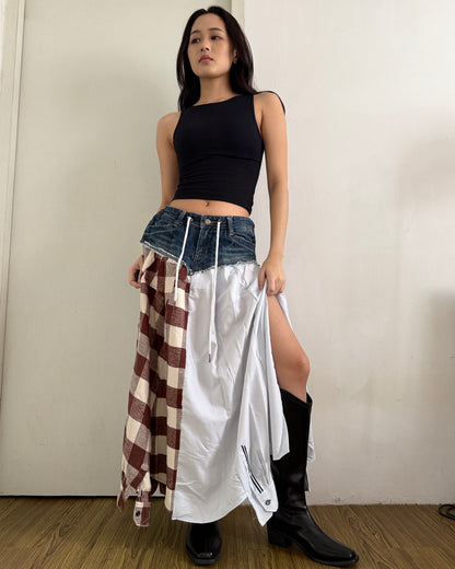 Flannel Maxi Skirt 049