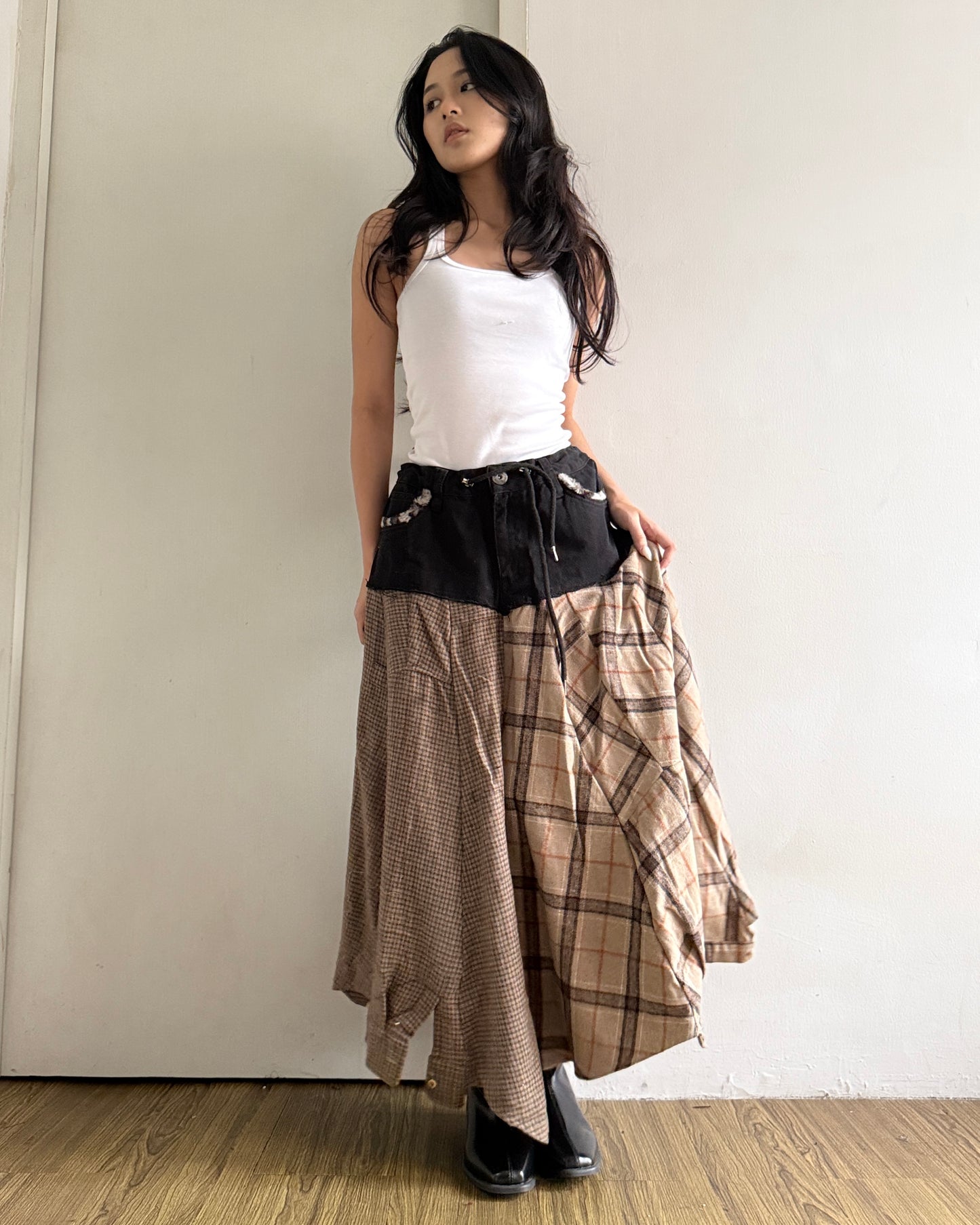 [BIG SIZE] Flannel Maxi Skirt 004