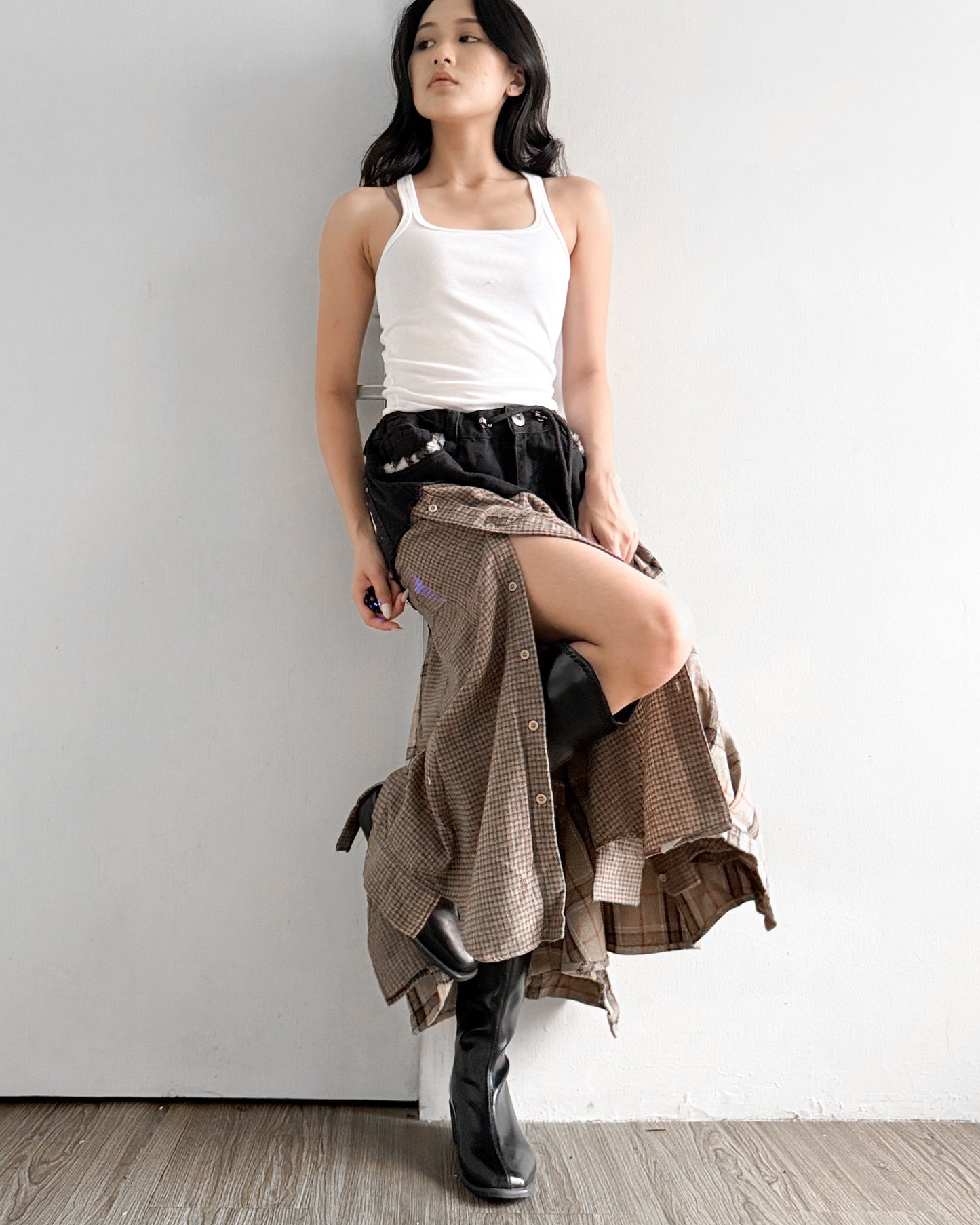 [BIG SIZE] Flannel Maxi Skirt 004