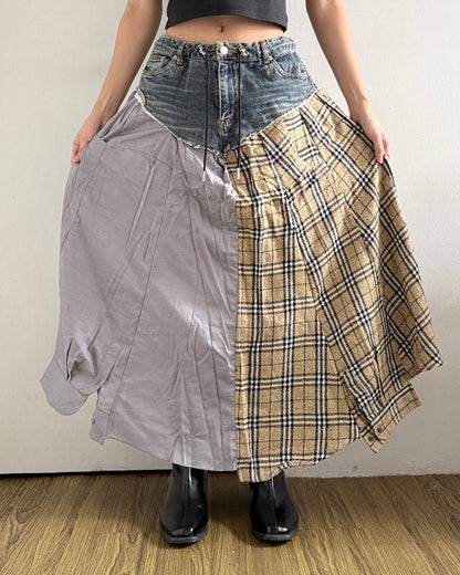 Flannel Maxi Skirt 037