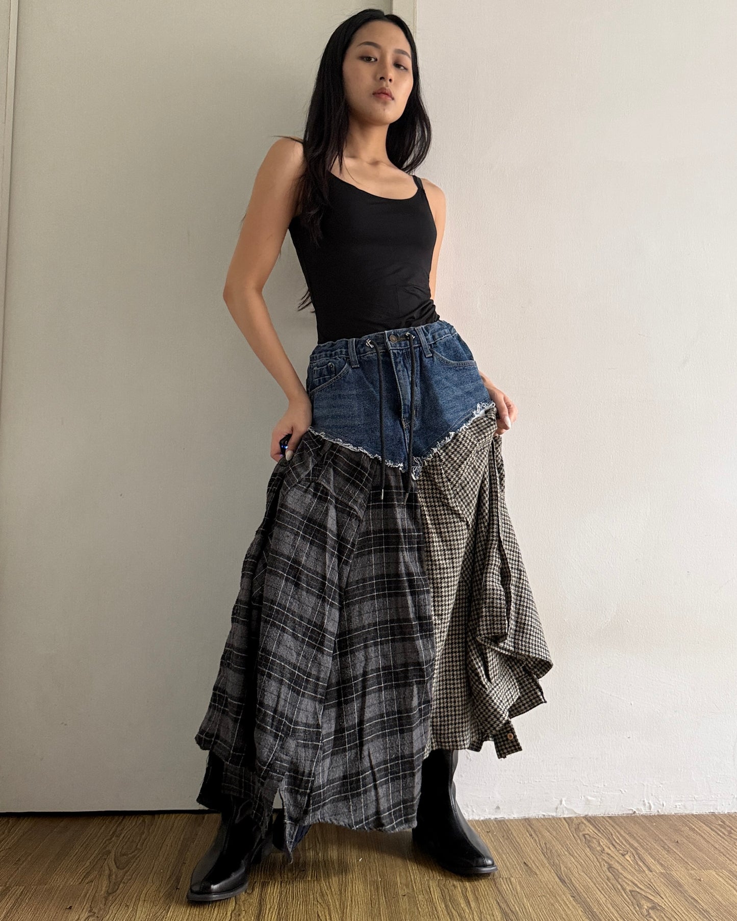 Flannel Maxi Skirt 007