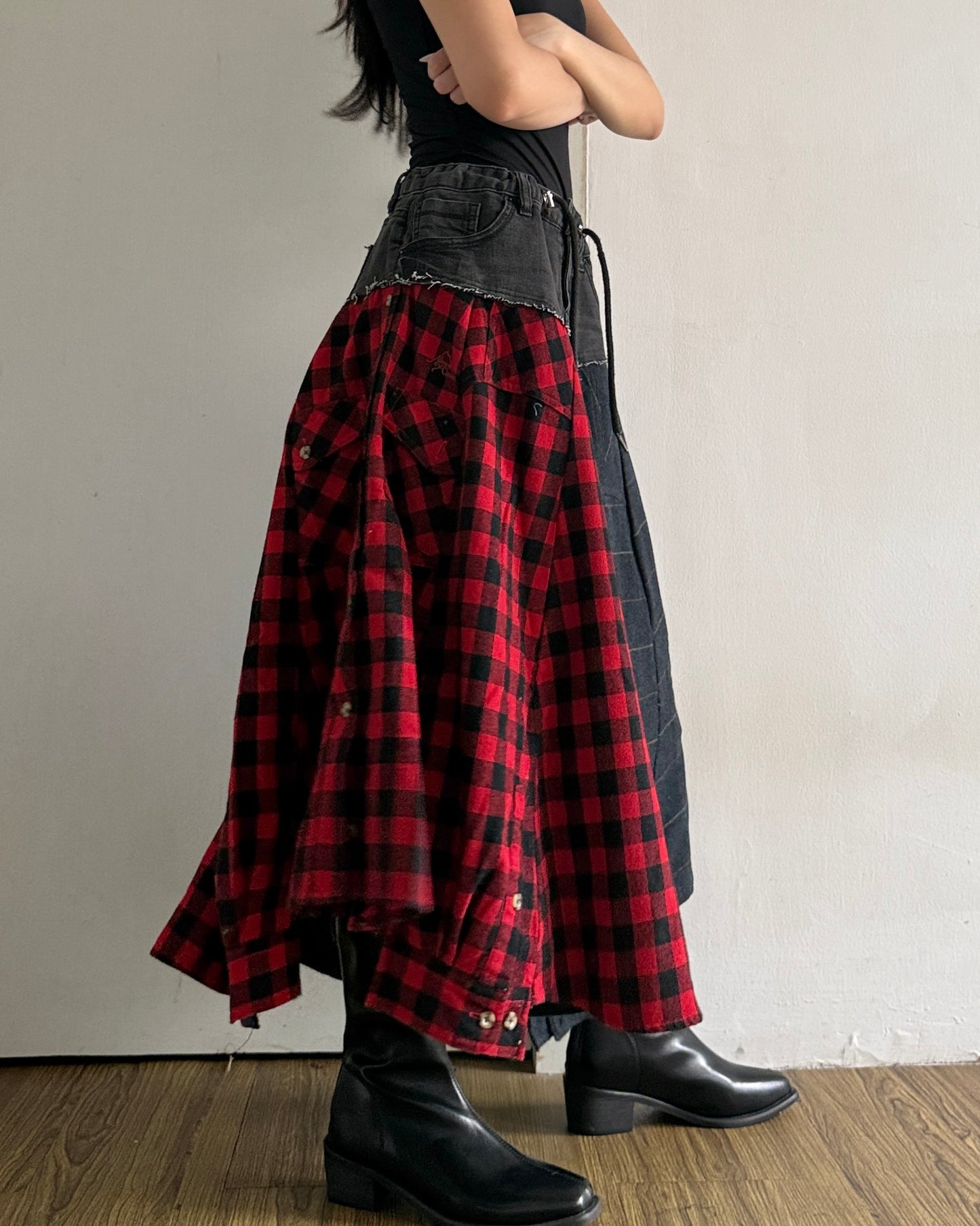 Flannel Maxi Skirt 009