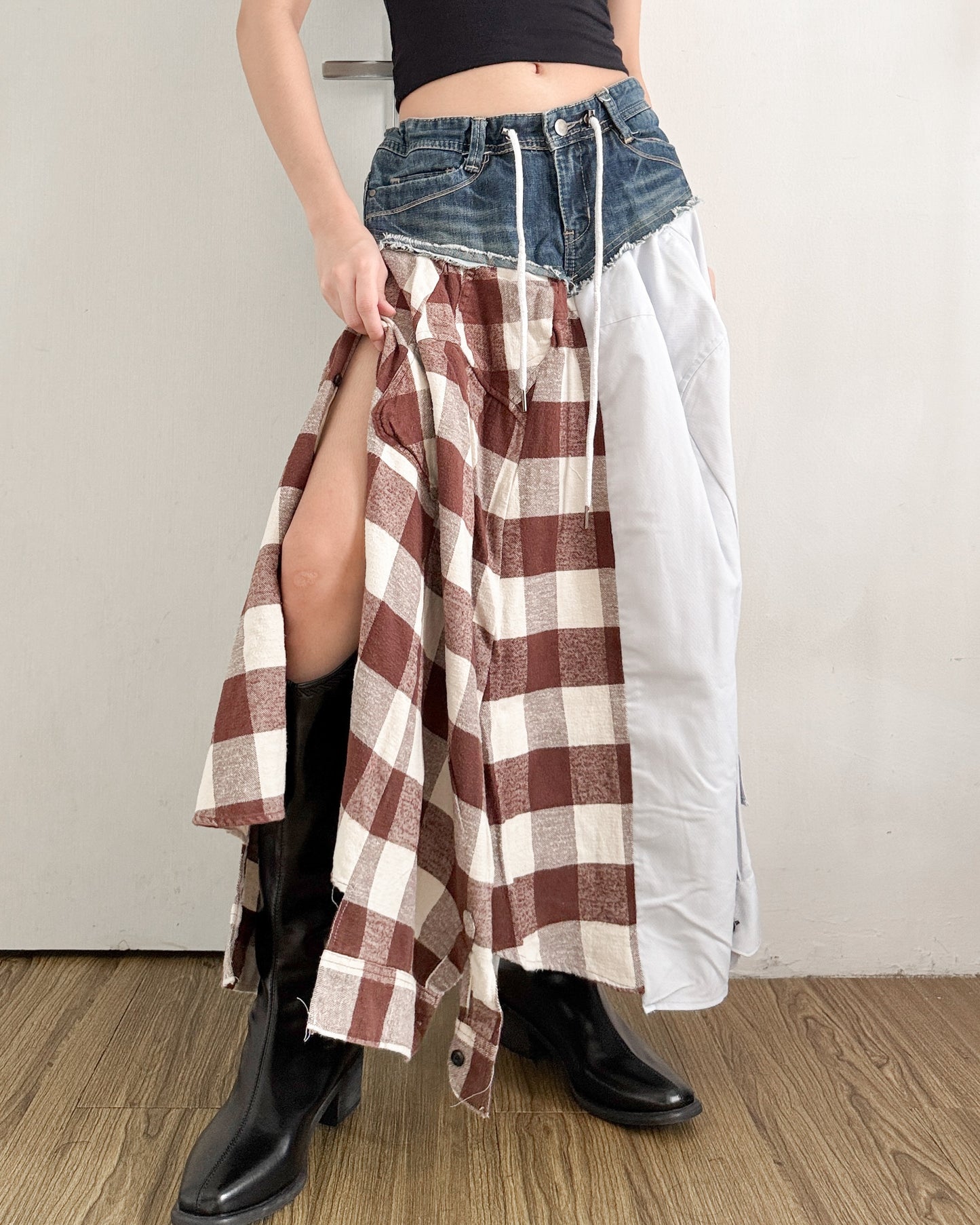 Flannel Maxi Skirt 049