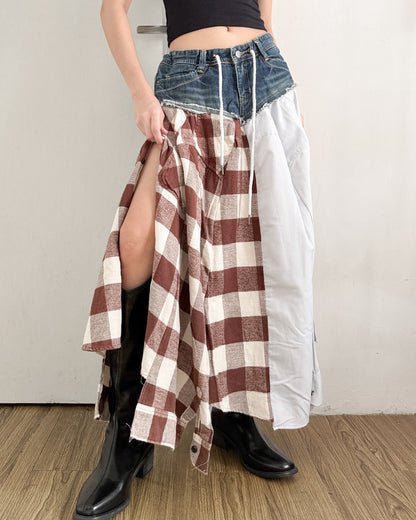 Flannel Maxi Skirt 049