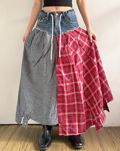 Flannel Maxi Skirt 044