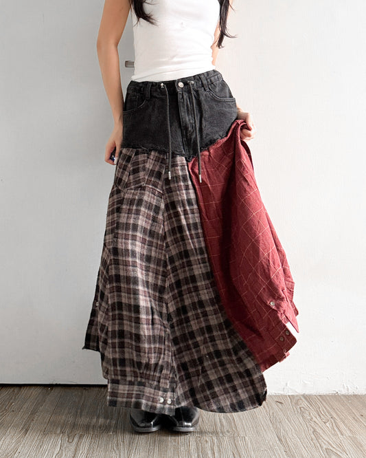 Flannel Maxi Skirt 005