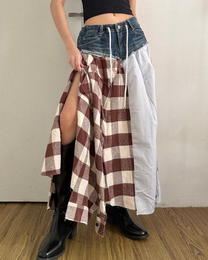 Flannel Maxi Skirt 049