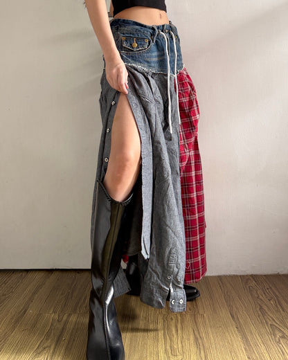 Flannel Maxi Skirt 044