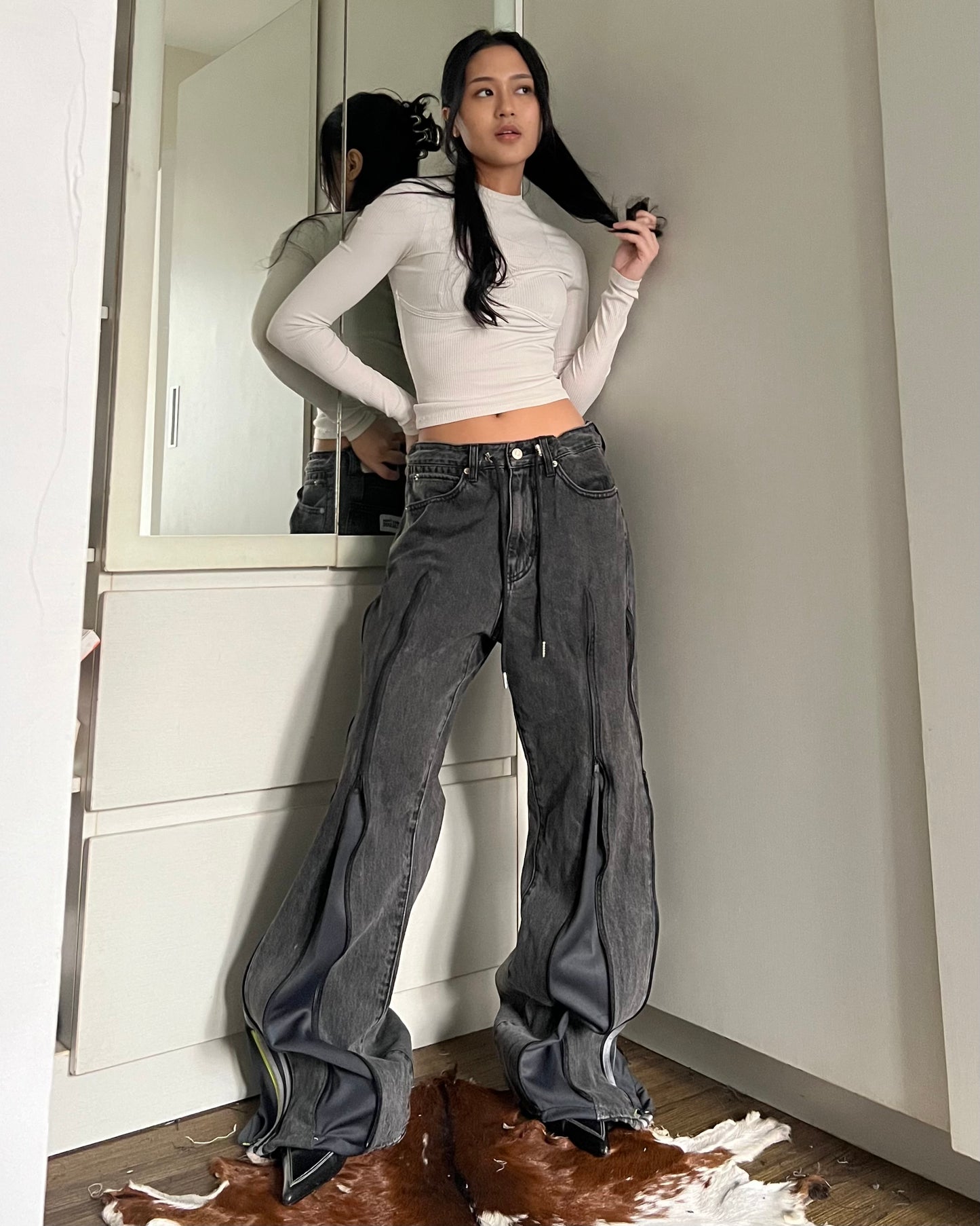 [BIG SIZE] Zipper Pants 070