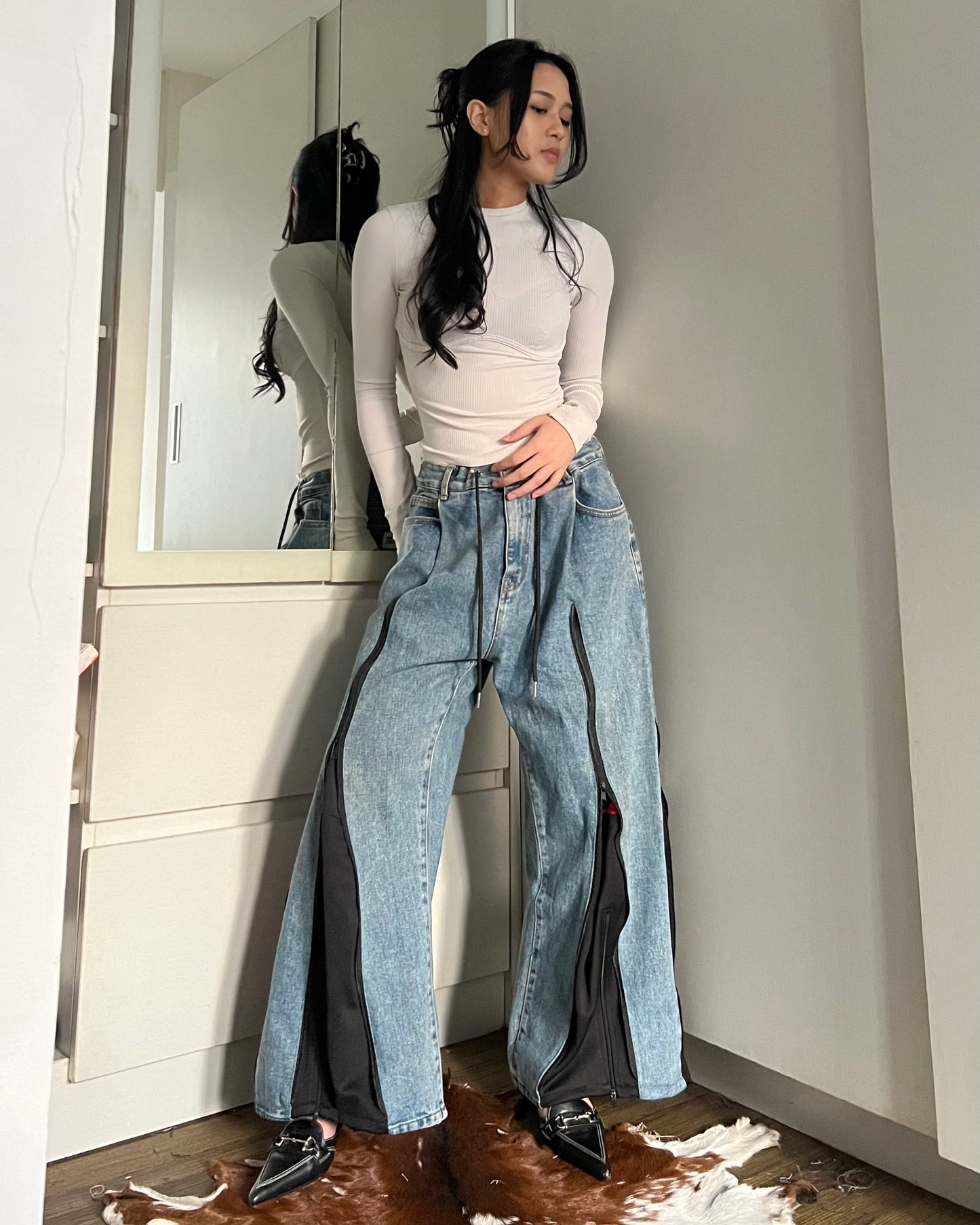 [BIG SIZE] Zipper Pants 066