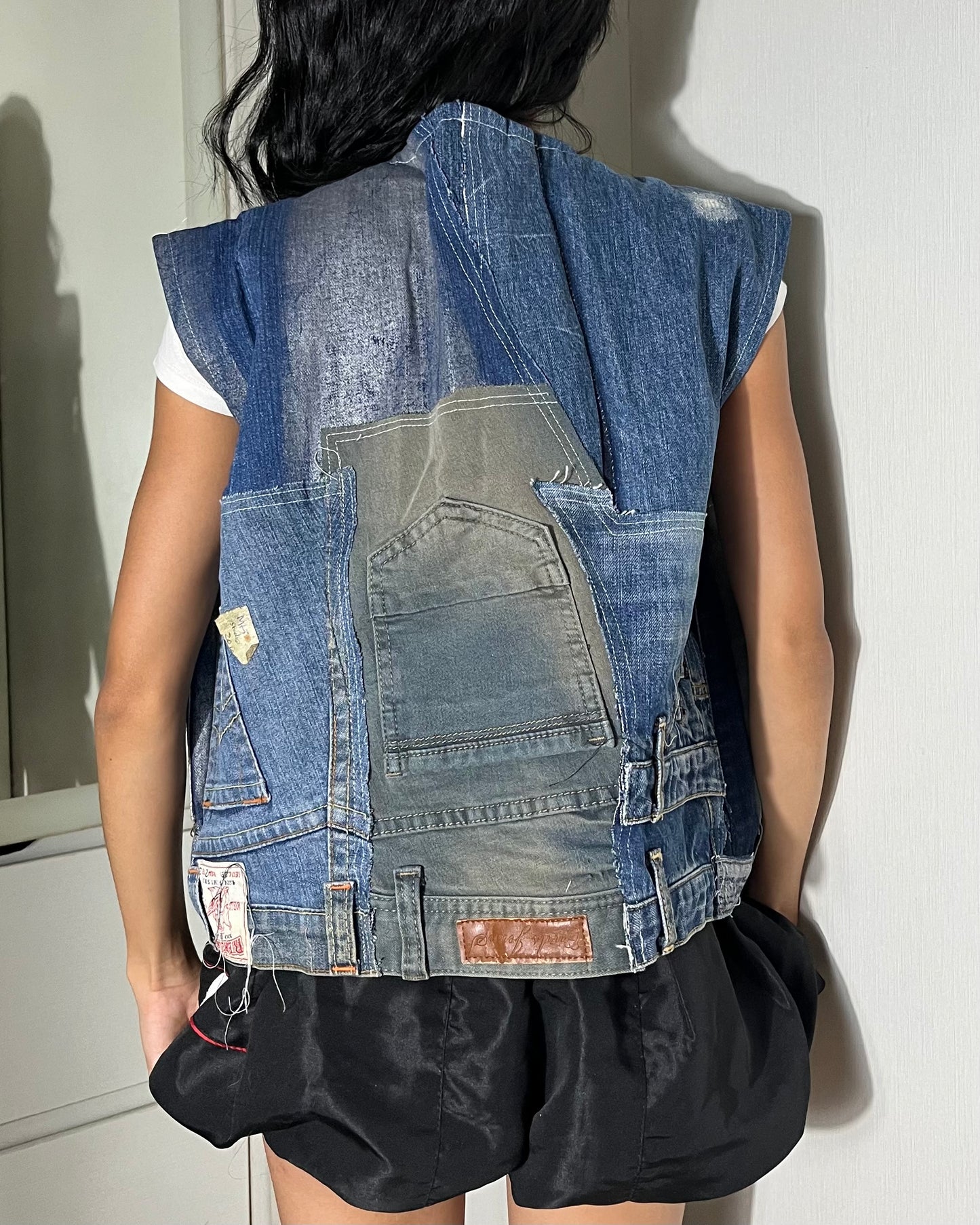Denim Patchwork Vest 001