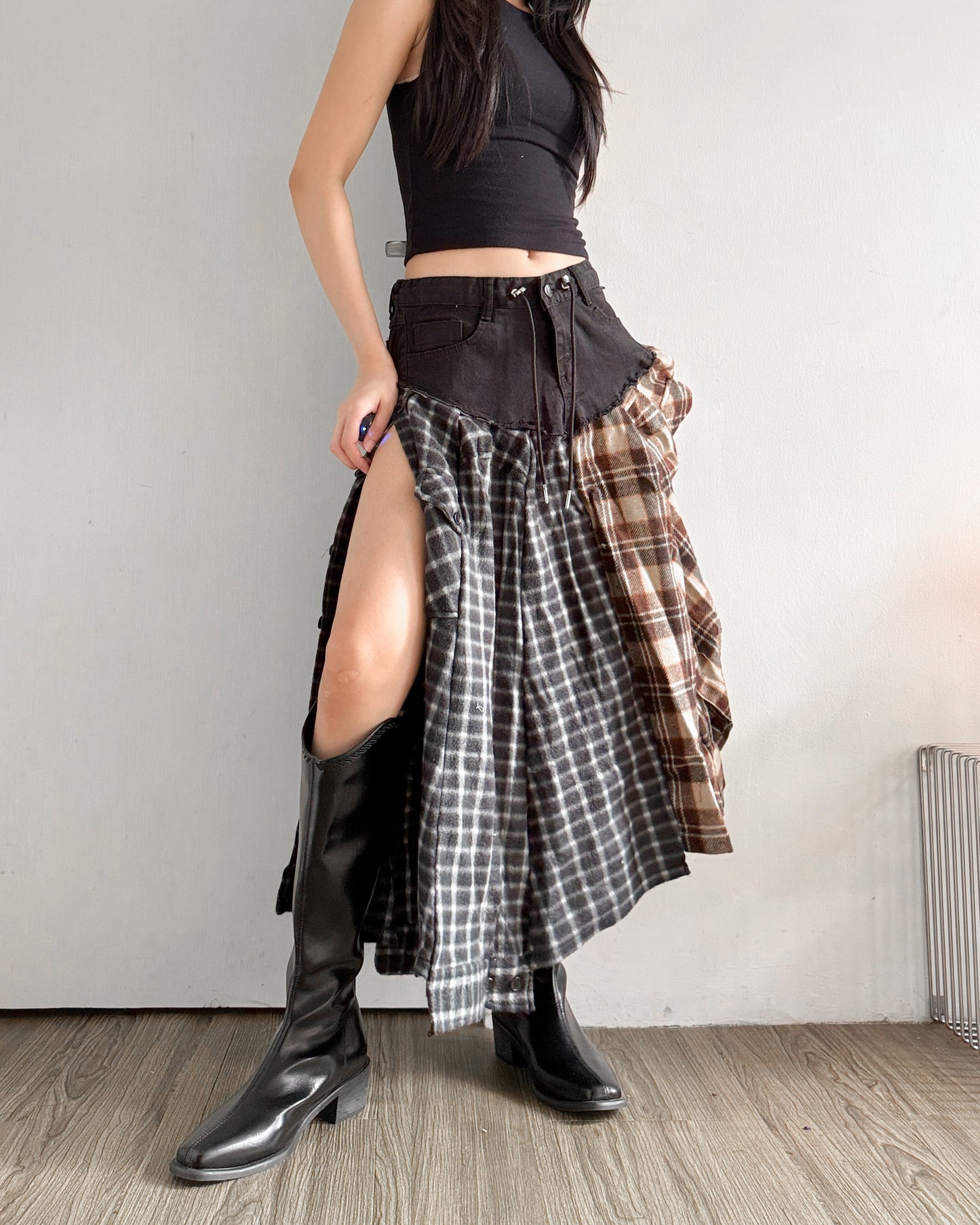 Flannel Maxi Skirt 018