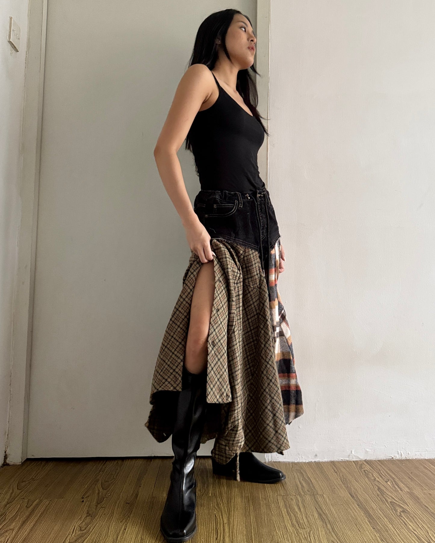 Flannel Maxi Skirt 006