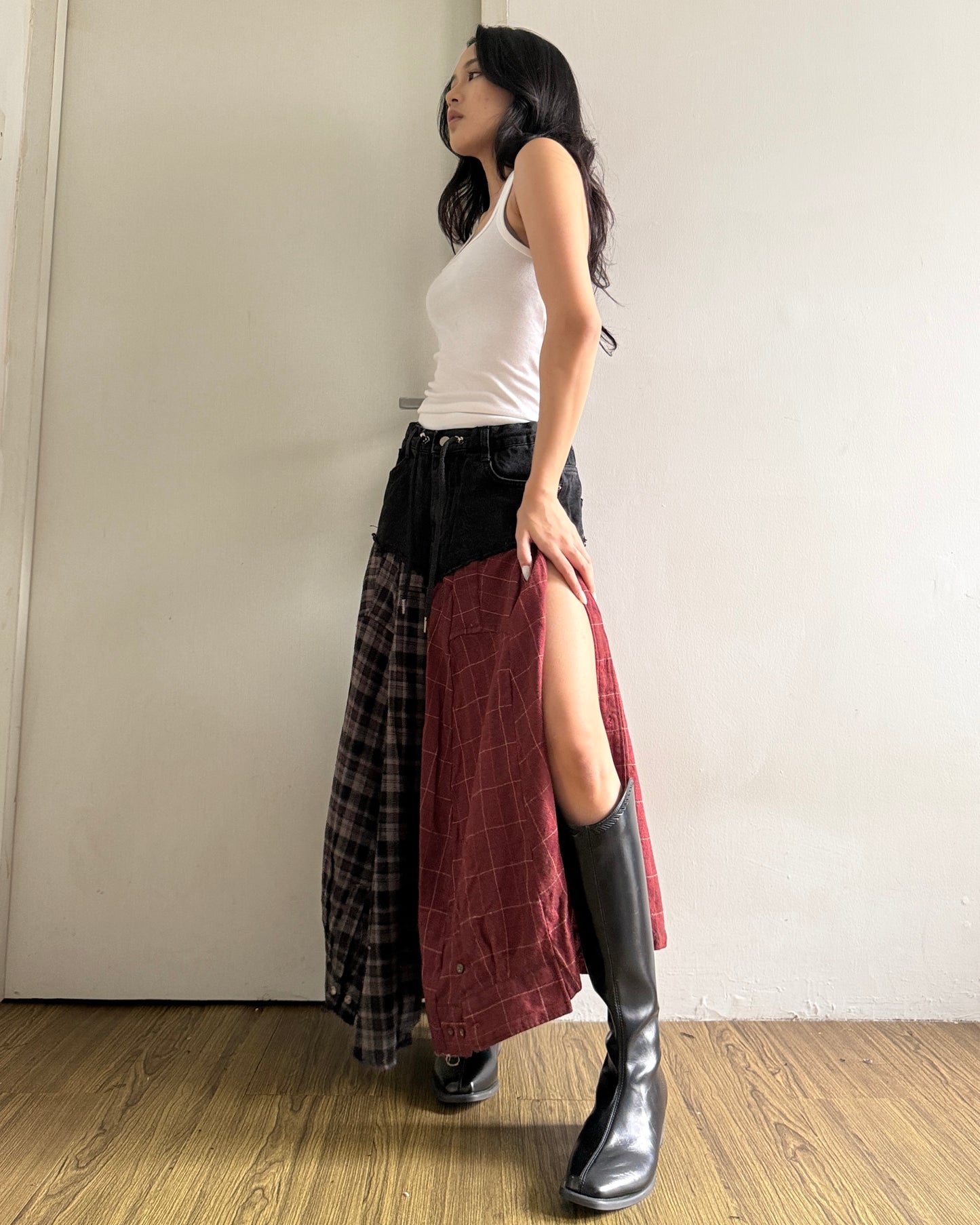 Flannel Maxi Skirt 005