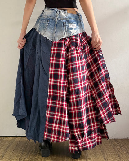 Flannel Maxi Skirt 043